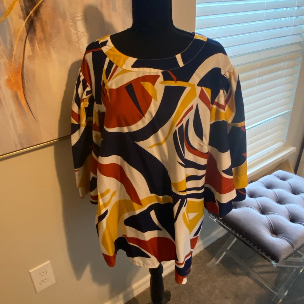 Ashley Stewart Multicolor Abstract Blouse